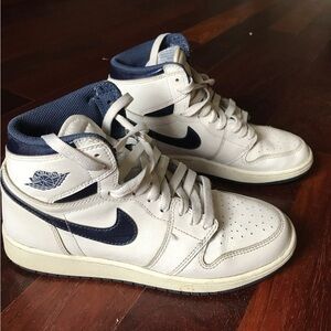 Navy blue and white Jordan 1s, Size 7 Youth